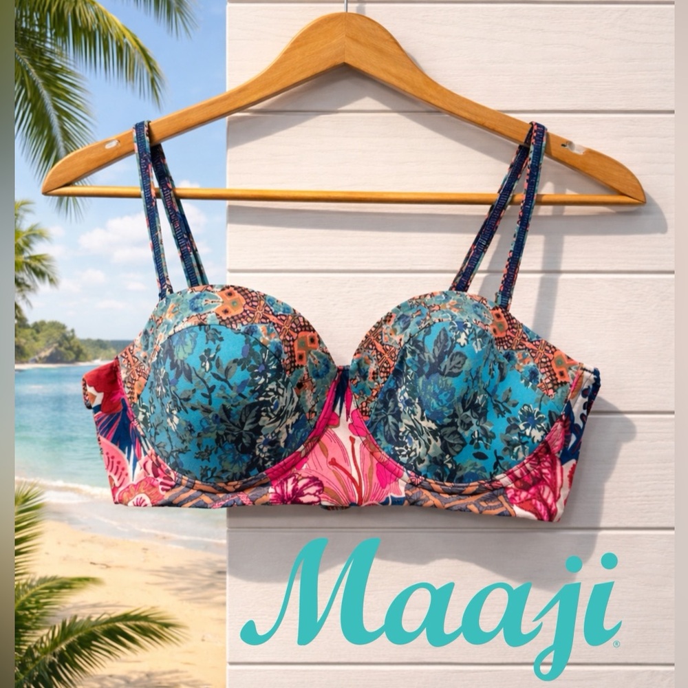 👙🌺🌴Maaji Camomile Bikini Top Underwire Large Floral Tropical Swim Top